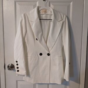 Like-New Reset by‎ Jane Classic White Oversized Button Front Dad Blazer Size S